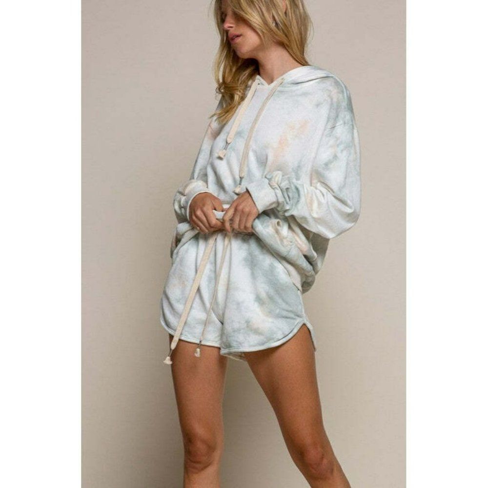 SALE! POL Clothing Comfy Shorts Dreamy Fog Tie Dye Loungewear New HFP62